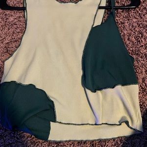 Green color block tank